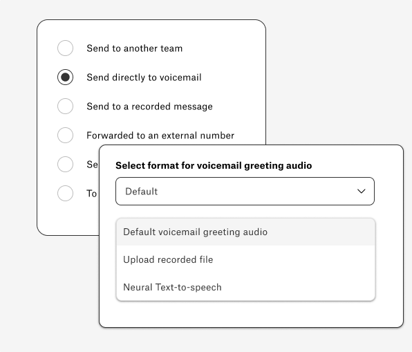 Voicemail audio selection screenshot