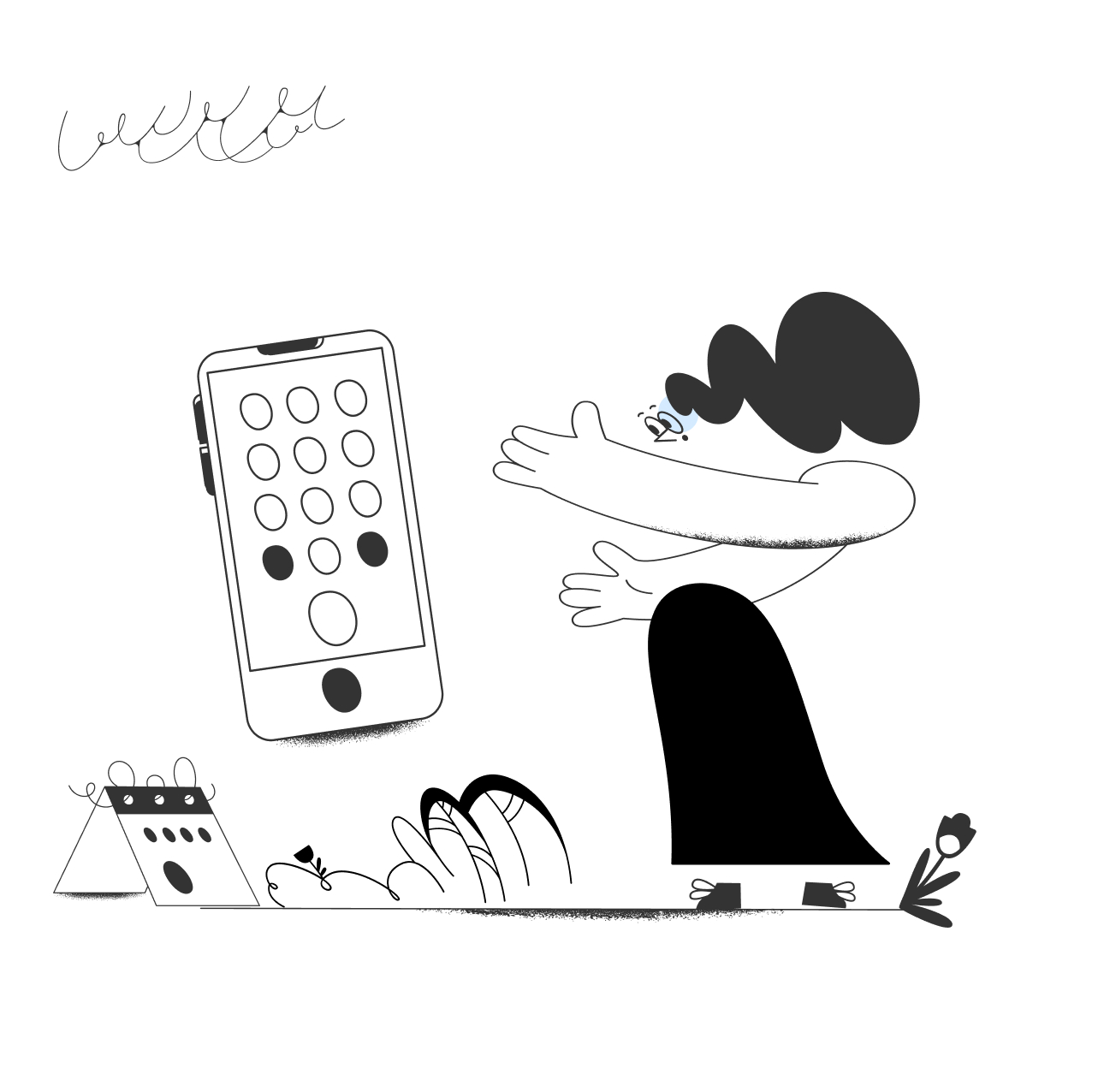 illustration of a woman breaking a call line